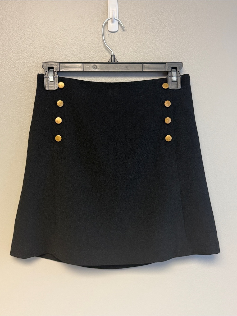Vero Moda Black A-Line Mini Skirt Gold Button Detail Women's Size S
